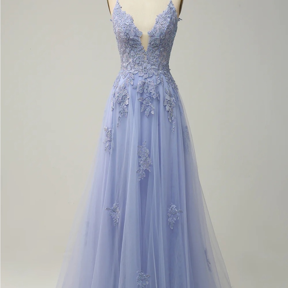 BACKLESS PROM DRESS lilac purple